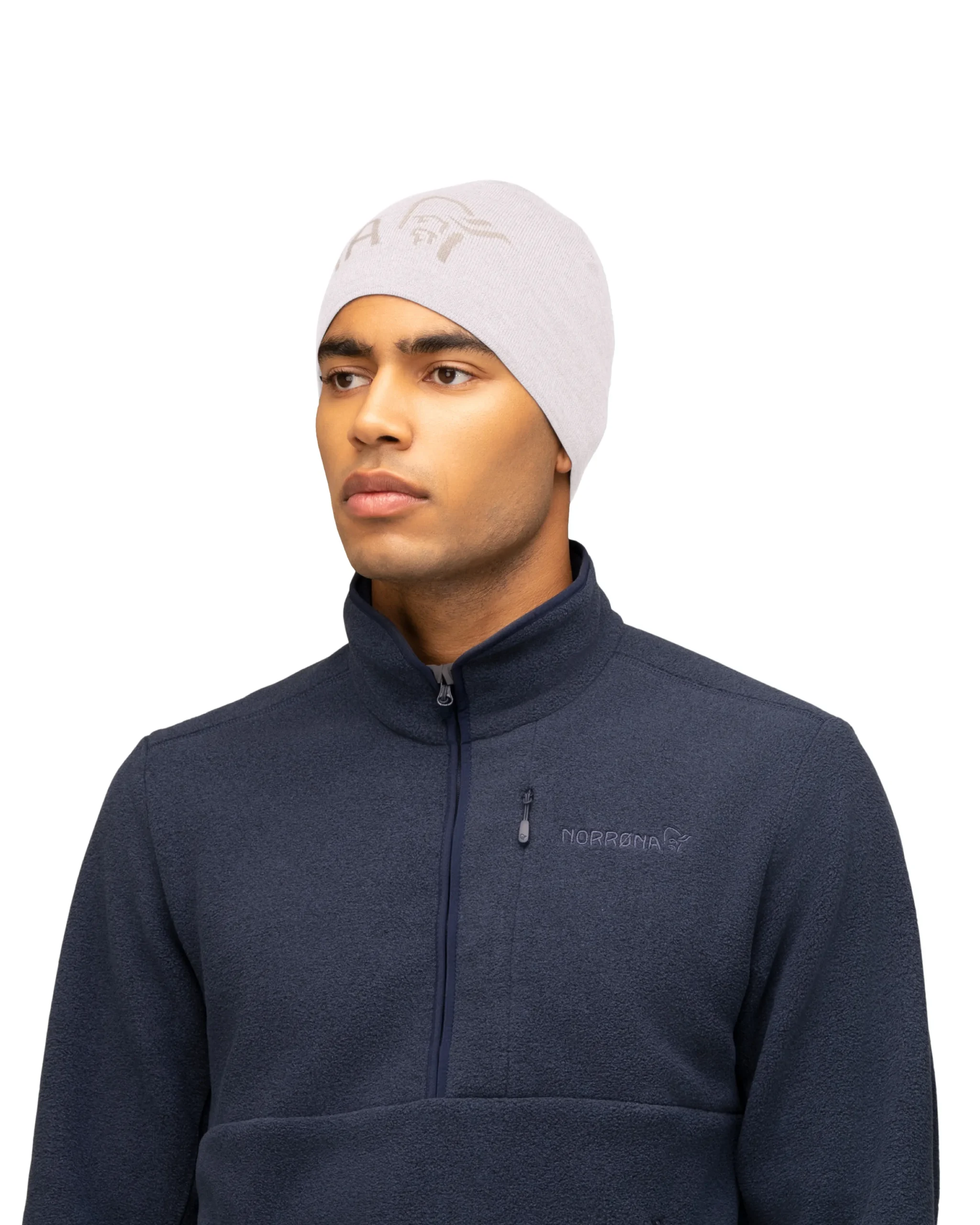 /29 light merinoUll logo Beanie